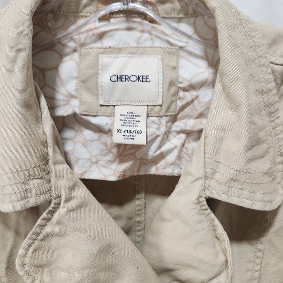 Short double breasted belted tan trench coat Size XL - Picture 2 of 4